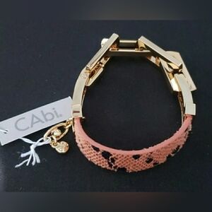 CAbi Leather Snake Link Golden Bracelet, NWT